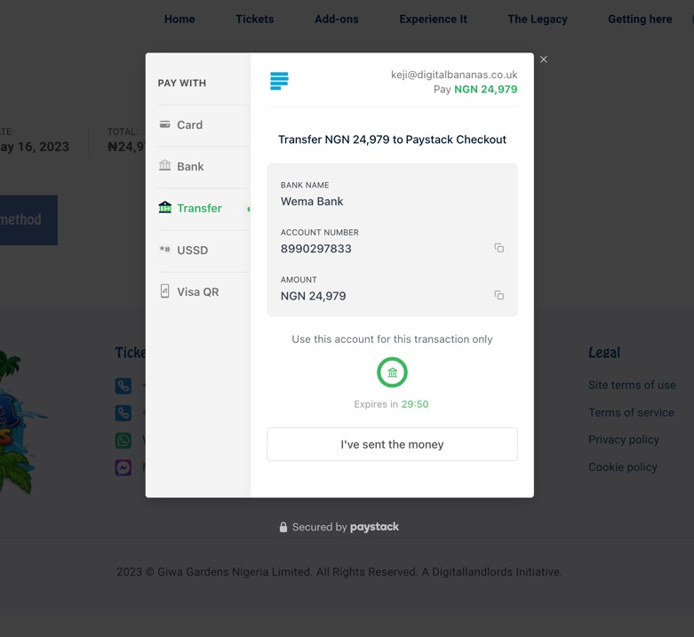 Paying via Paystack